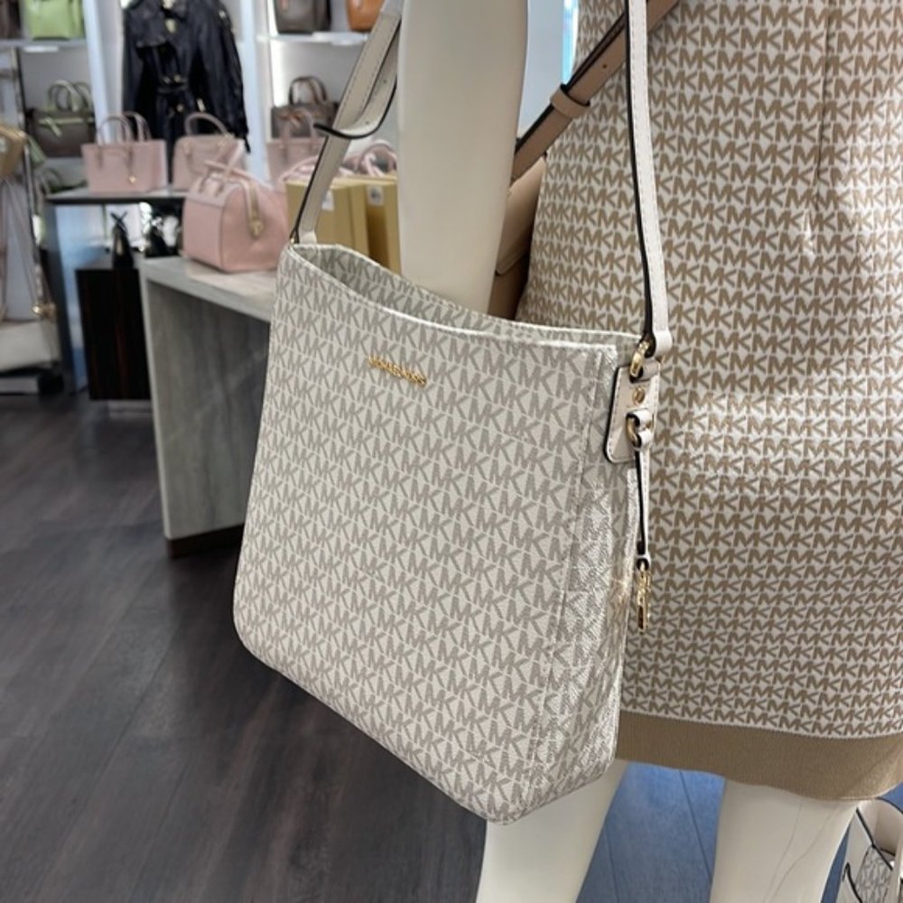 Michael Kors Jet Set Travel Large Messenger Crossbody Bag Light Cream Mu… - Picture 4 of 16